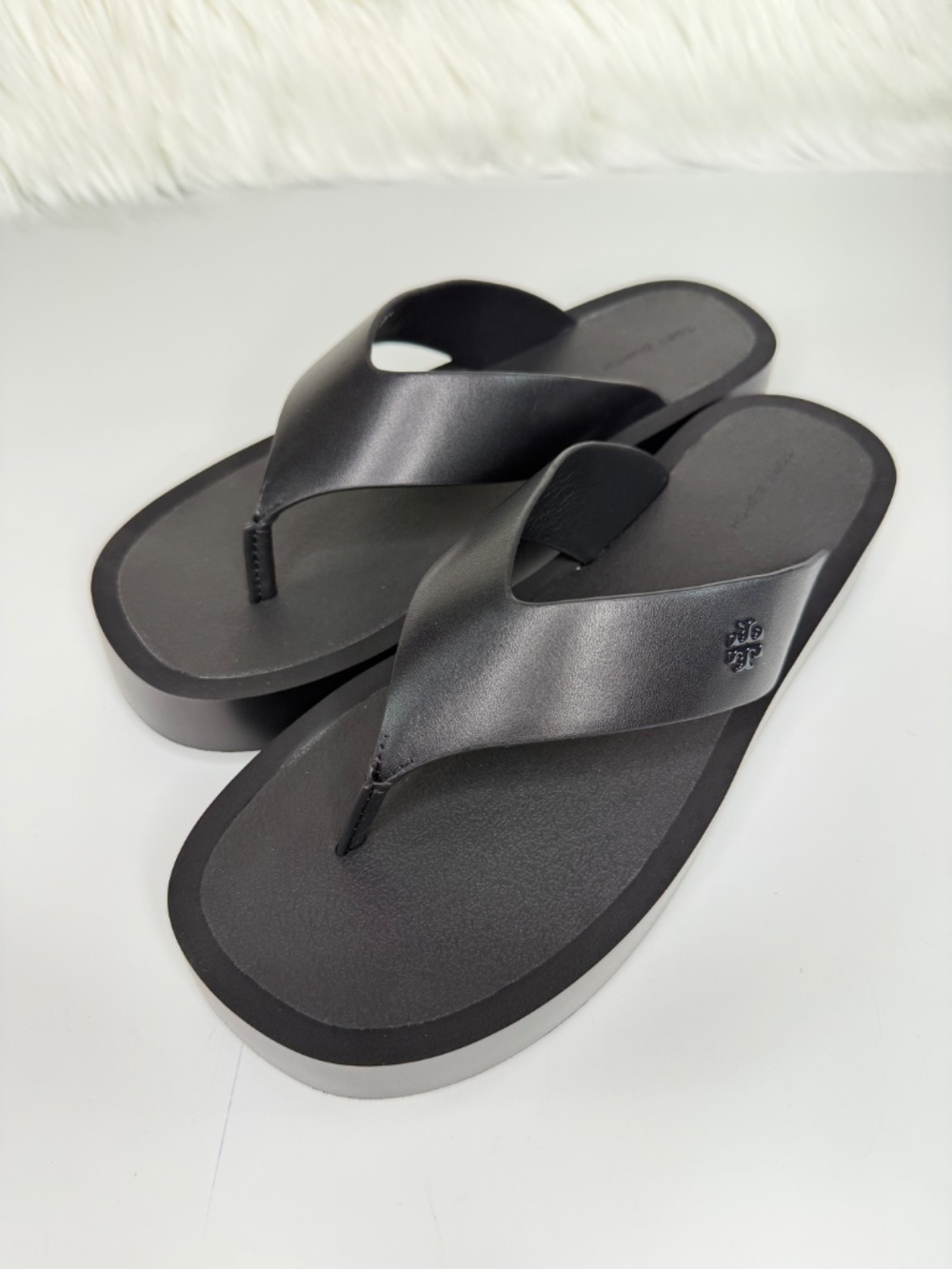 Tory Burch Women's Leather Platform Flip-Flop - Black